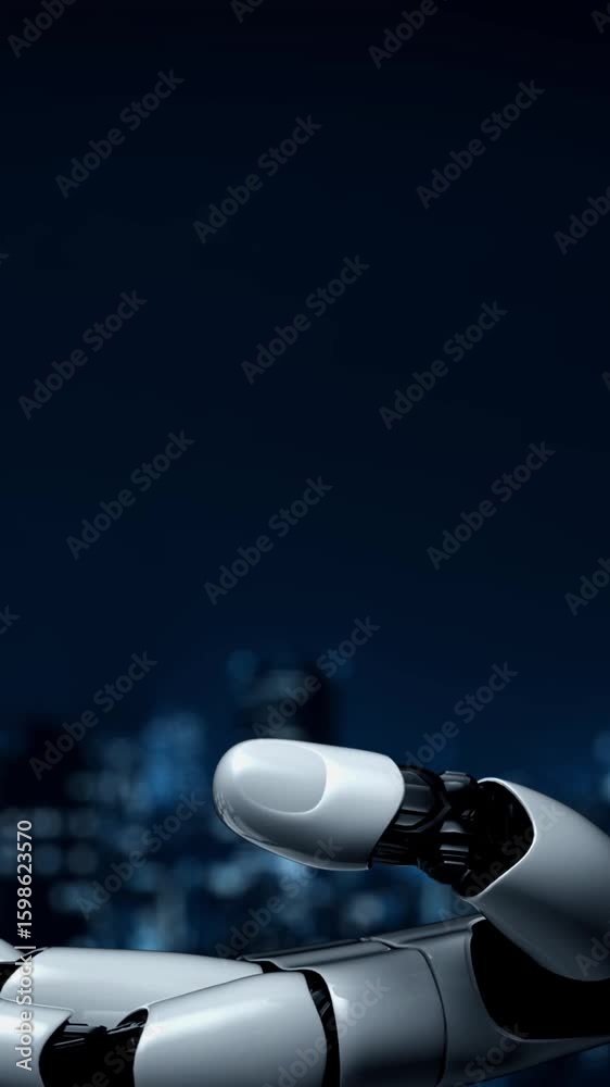 Poster futuristic robot artificial intelligence enlightening ai technology development and machine learning