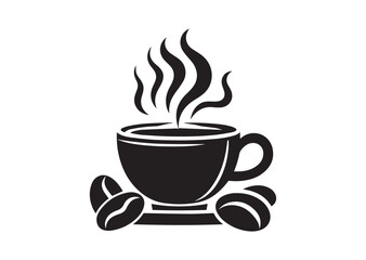 Obraz premium Hot Coffee Cup silhouette vector illustration