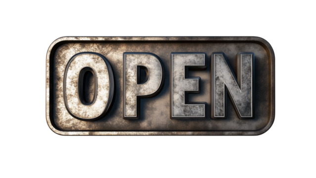 OPEN icon on transparent background - Powered by Adobe