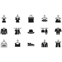 Black silhouette vector icons collection for hotel, business, and travel