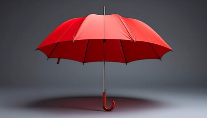 Red umbrella against a neutral backdrop