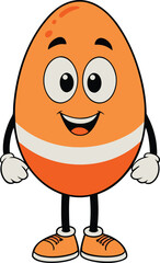 Happy Orange Egg Character Standing on White Background new 2025 trendy