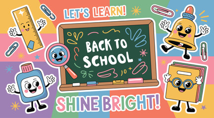 Back to School Vector Illustration of Playful Characters and Educational Elements