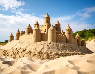 Majestic sandcastle on the beach