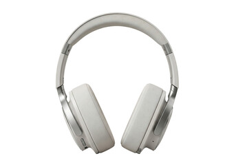 Fototapeta premium White wireless headphones, modern audio device for music. Isolated on transparent background, png
