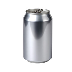 Silver aluminum soda can isolated on transparent background