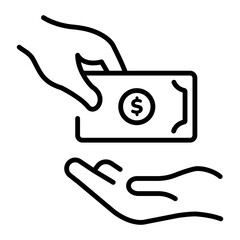 A line style icon showing giving money