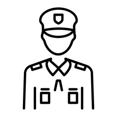 A line style icon showing security guard