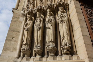 View of Notre Dame de Paris Cathedral. Five years after the catastrophic fire at Notre Dame Cathedral, it has appeared fully restored. Paris. France.