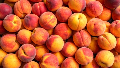 Ripe peaches tightly packed