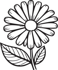 Hand-drawn Floral Line Art for Coloring Pages and Botanical Design, flower 