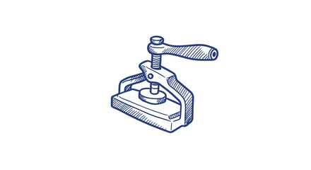 bookbinding press tool vector. Vintage hand press for printing on a white background  