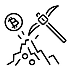 Obraz premium An outline style icon depicting bitcoin mining