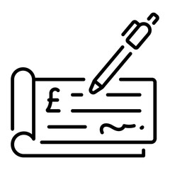 A line style icon showing bank cheque