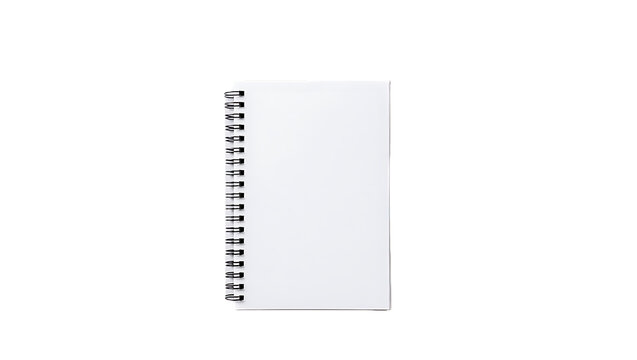 A blank spiral notebook isolated on transparent background offers a clean slate for notes, sketches, and creative ideas