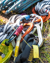 close-up of climbing equipment