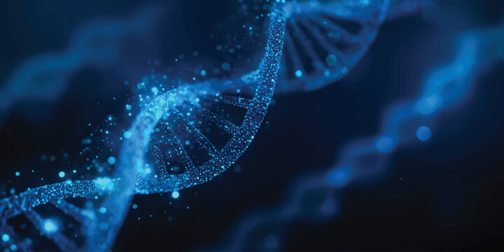 Abstract vector background with blue DNA double helix