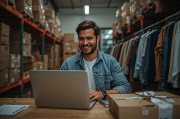 Thriving entrepreneur fulfilling online orders