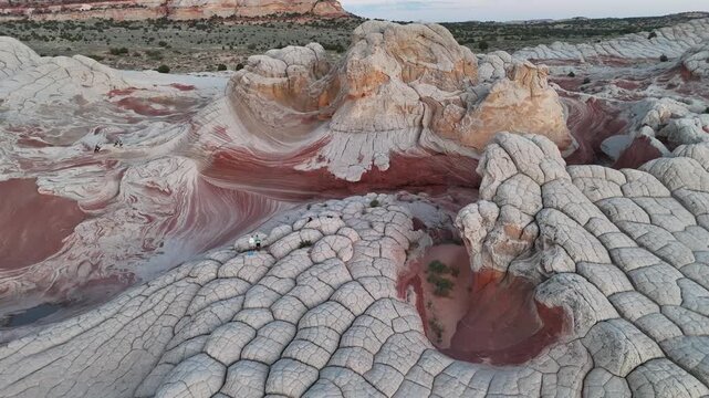 Brain rock, red and white sandstone buttes at White Pocket Arizona