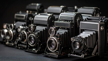 Vintage cameras in a row
