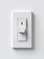 White light switch on a clean white background showcasing simple design