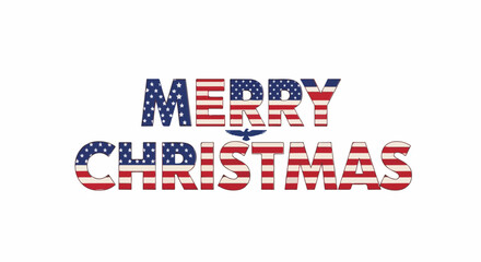 Patriotic Merry Christmas design for holiday cheer featuring American flag colors. This festive Merry Christmas design includes red, white, and blue hues evoking national pride,
