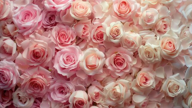 Close-up of a group of pink roses, ideal for wedding or romantic theme