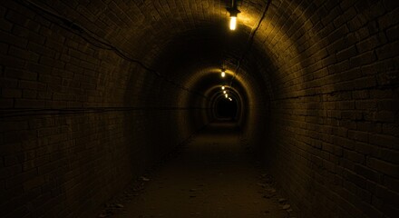 Obraz premium Dark tunnel, brick walls