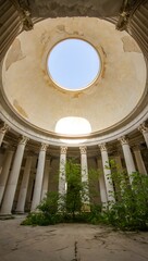 Abandoned Villa Interior with Tree Growing Through Floor
