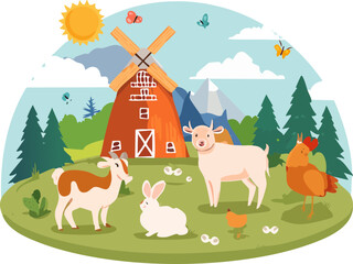 farm animals in the forest