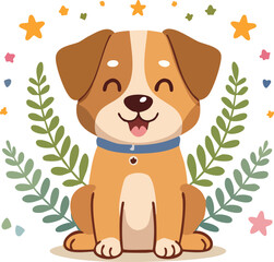 çiçekli bir köpeğin vektör çizimi 