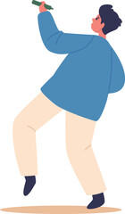 Excited boy kid decorating wall