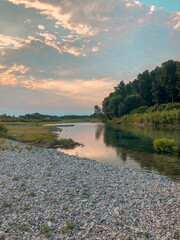 sunset over the river