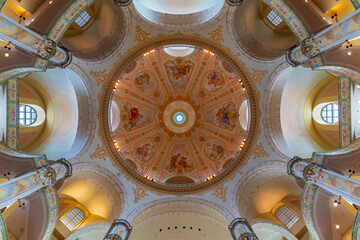 Interior of Frauenkirche (Church of Our Lady), a Lutheran church in Dresden, Germany
