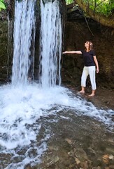 Fototapeta premium Waterfall in forest of Azerbaijan .High quality