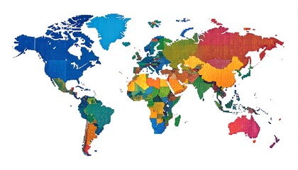 Obraz premium World map colored by region