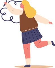 Girl drawing cloud on wall