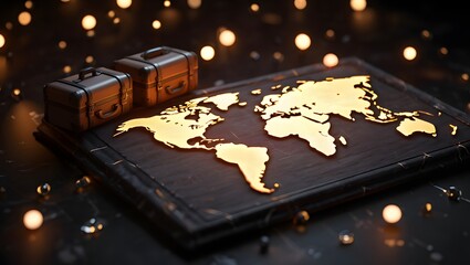 Travel Concept: Suitcases and World Map - Adventure and Exploration