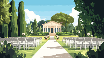 Obraz premium Elegant Wedding Venue Illustration Set