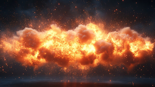 Fiery Explosion Cloud Abstract Burning Inferno with Sparks