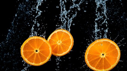 Vibrant Orange Slices Mockup Suspended in Water Splash
