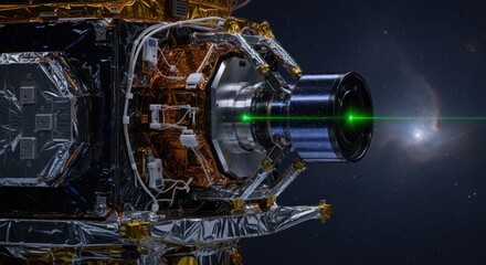Spacecraft with laser and telescope in deep space