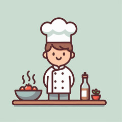 illustration of chef with dishes