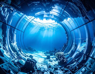 nderwater scene "A fantasy underwater world with ש Tunnel, dream atmosphere