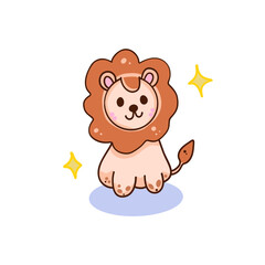 cute lion illustration with white background