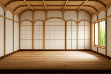 Minimalist Japanese Room Interior Design Empty Space Tranquil Atmosphere Simplicity