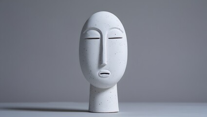 Ceramic Bust Sculpture - Minimalist Portrait Art