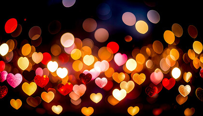 An Abstract Picture of Love: A Background Featuring a Gold and Red Heartshaped Bokeh Lighting Effect 169
