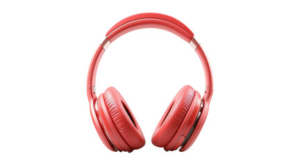 A modern red headphone with cushioned ear pads and adjustable headband, isolated on white background or transparent PNG.