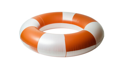 An orange and white lifebuoy ring  detailing, isolated on white background or transparent PNG.